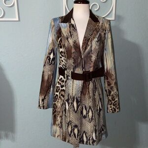 RARE vintage Alberto Makali • Animal Print Long Blazer Trench Coat